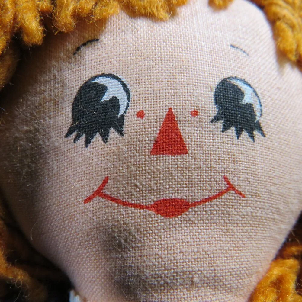Vintage 1970s Knickerbocker Raggedy Ann and Andy Soft Dolls, 6in tall